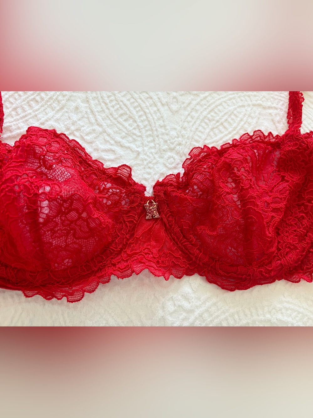 Savage X Fenty 38C Red Lace Balconette underwire Bra